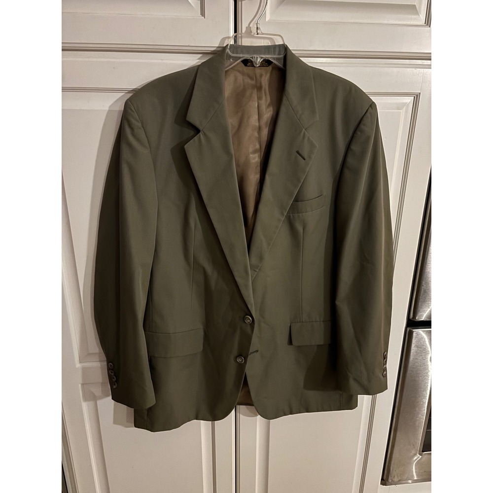 Vintage Haspel Parisian Blazer Olive Green Tailored in USA Sport Coat 44L